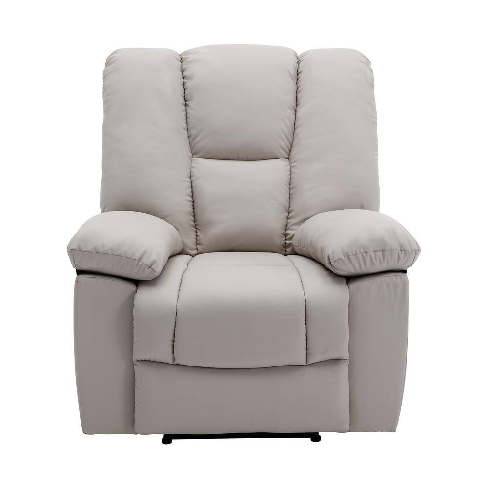 Pinksvdas 37.4 In. Wide Beige Big and Tall Manual Recliner for Living Room, 3Position Faux