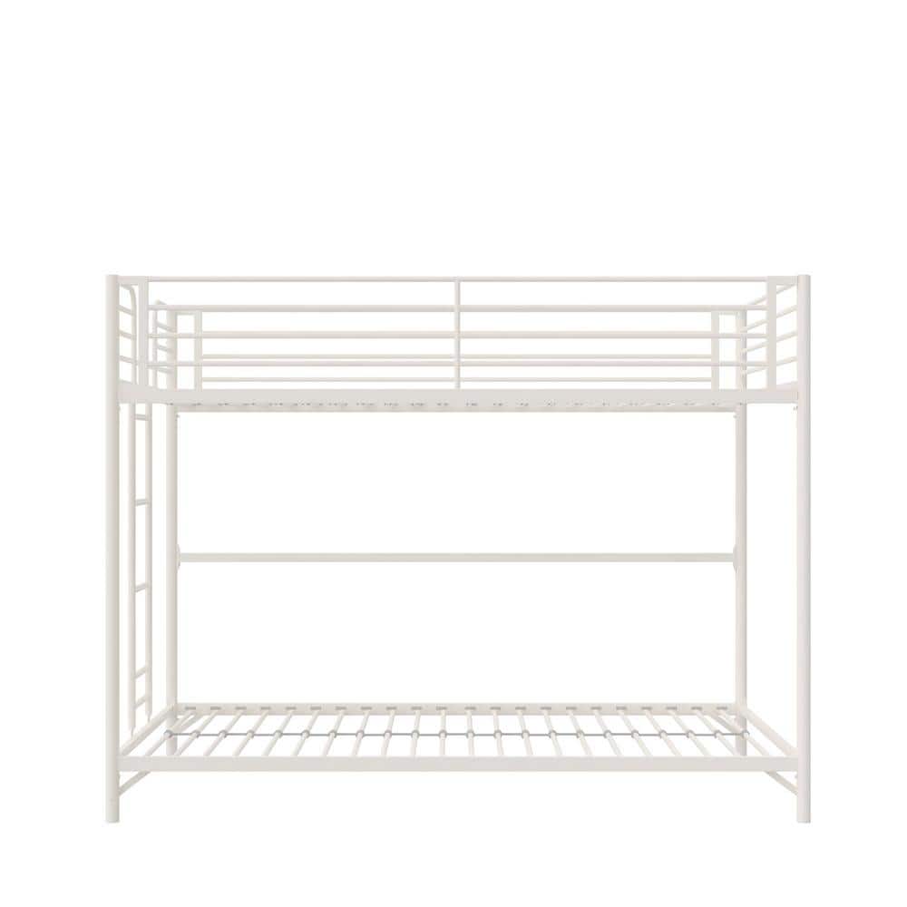 Daven Off White, Twin Over Twin Kids Metal Bunk Bed with Easy Assembly