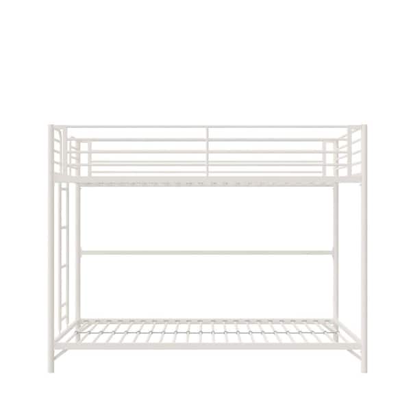 Daven Off White, Twin Over Twin Kids Metal Bunk Bed with Easy Assembly