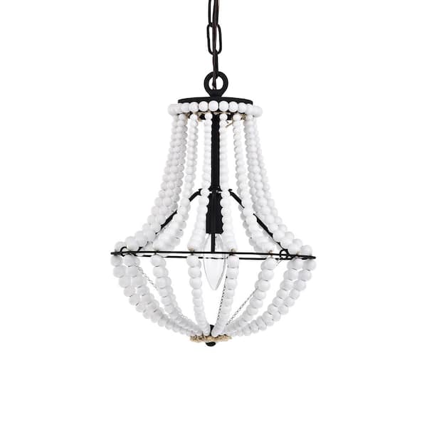 Warehouse of Tiffany Rosa 11 in. 1-Light Indoor Iron Black and Gloss White Pendant Ceiling Light