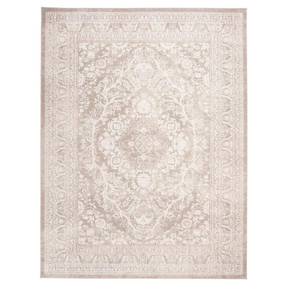 Elegant Floral Charm 9' x 12' Hand-Knotted Area Rug in Gray