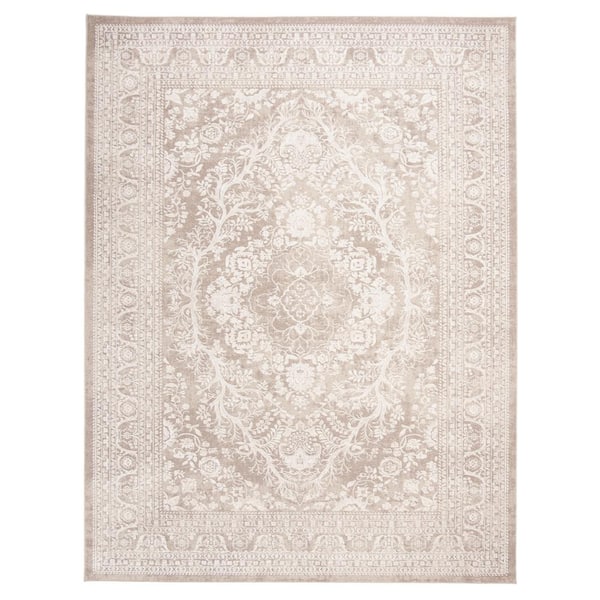 SAFAVIEH Reflection Beige/Cream 9 ft. x 12 ft. Border Area Rug RFT668A ...