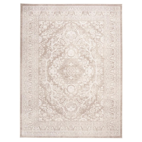 Reflection Beige/Cream 9 ft. x 12 ft. Border Area Rug