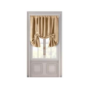 Premium Velvet Champagne Solid 50 in. W x 63 in. L Rod Pocket With Back Tab Room Darkening Curtain Tie-Up Panel