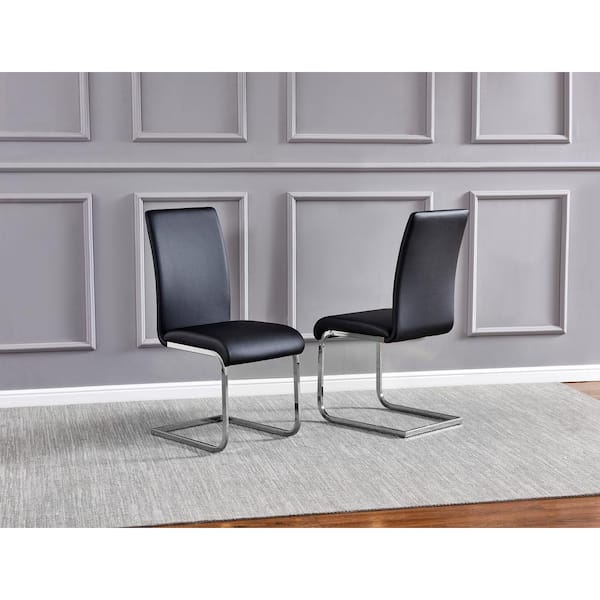 Trinity Black/Silver Modern Dining Chairs (Set of 2)