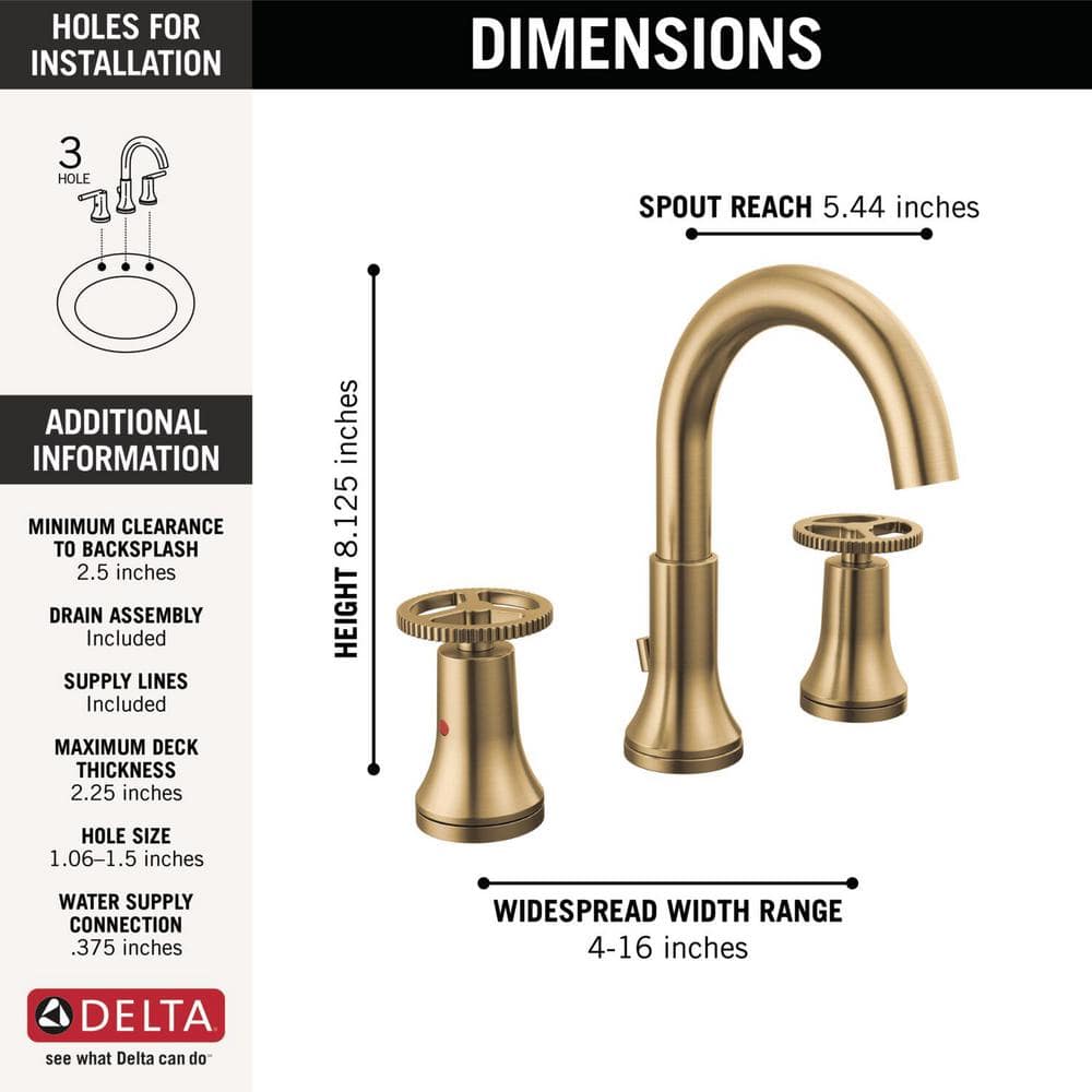 Champagne Bronze Modern Widespread Bathroom Faucet with Dual Handles