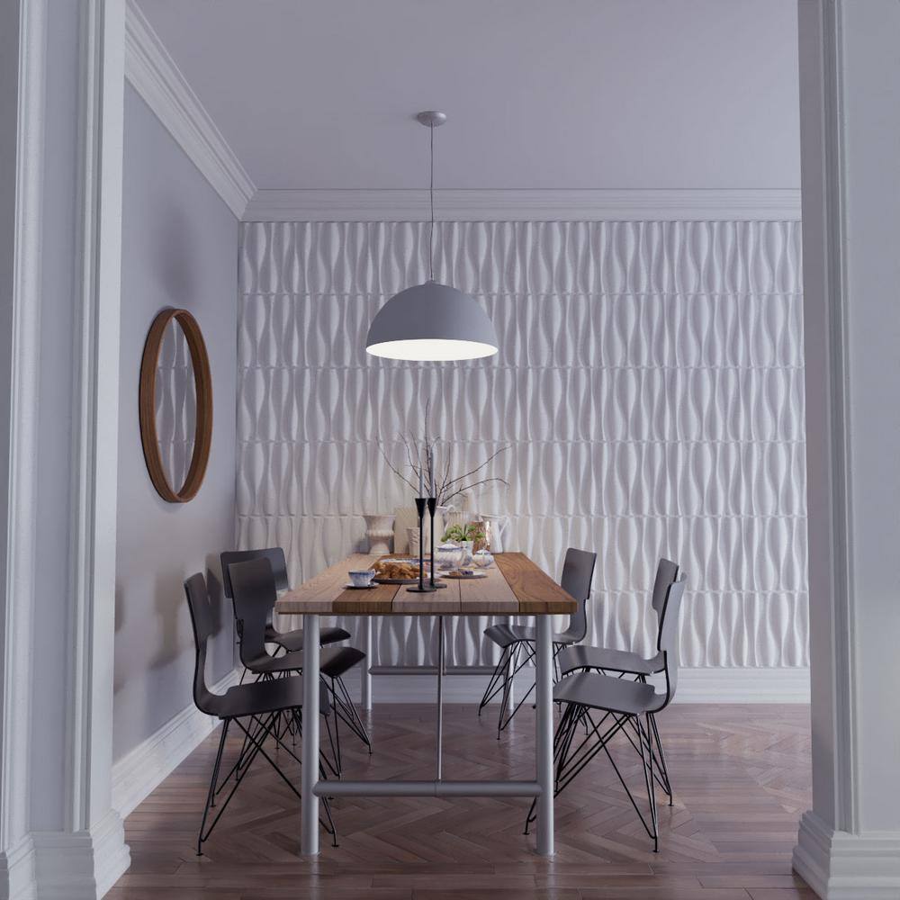 Fairfax White Textured 3D PVC Wall Panels, Set of 20