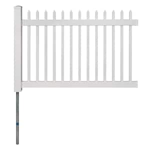 No-Dig Permanent 4 ft. x 6 ft. Nantucket Vinyl Picket Fence Panel with Post and Anchor Kit