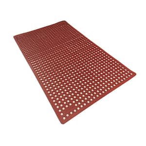 K-Series Comfort Tract Red 3 ft. x 5 ft. x 1/2 in. Grease-Proof Rubber Kitchen Mat