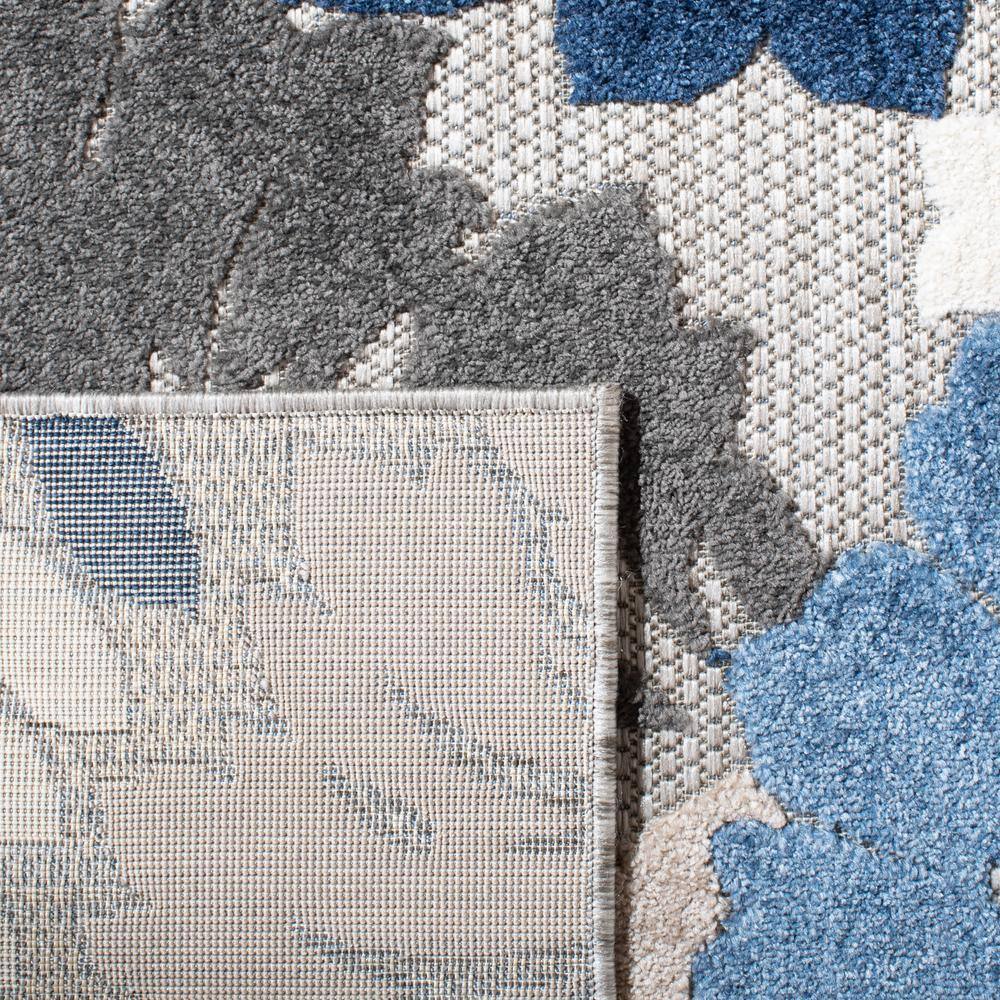 Cabana Grey/Blue Floral Reversible Synthetic Square Rug - 7' x 7'