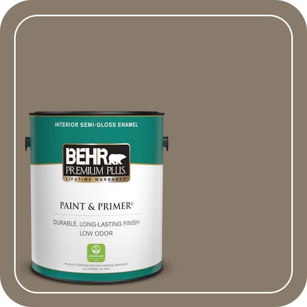 BEHR PREMIUM PLUS 1 Gal. #PPU7-24A Hiking Trail Semi-Gloss Enamel Low Odor Interior Paint and Primer