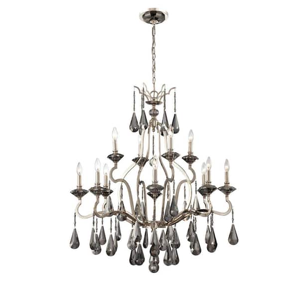Eurofase Rosini Collection 12-Light Polished Nickel Chandelier-DISCONTINUED