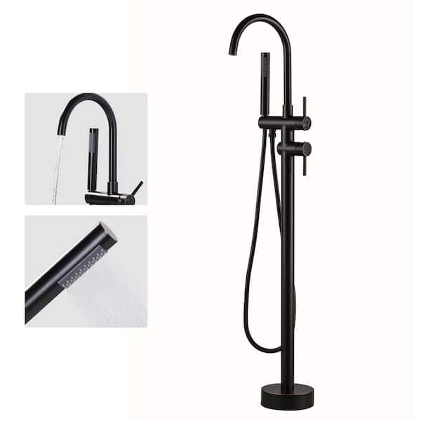 2-Handle Freestanding Tub Faucet with Hand Shower in. Oil Rubbed Bronze