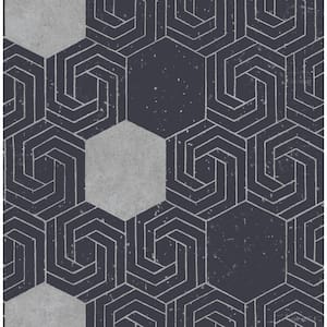 Momentum Navy Geometric Paper Strippable Roll (Covers 56.4 sq. ft.)