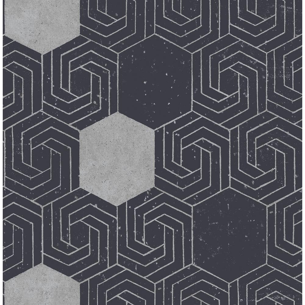 A-Street Prints Momentum Navy Geometric Navy Wallpaper Sample 2902