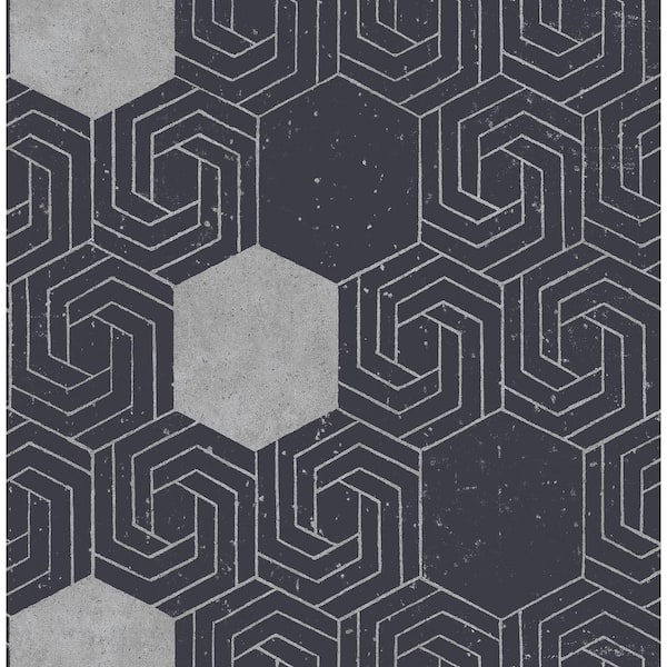 A-Street Prints Momentum Navy Geometric Navy Wallpaper Sample