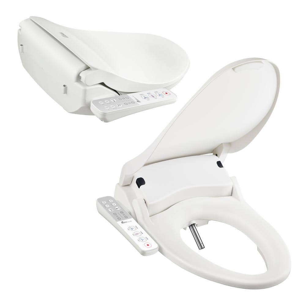 Slim One White Heated Bidet Toilet Seat with Stainless Steel Nozzle