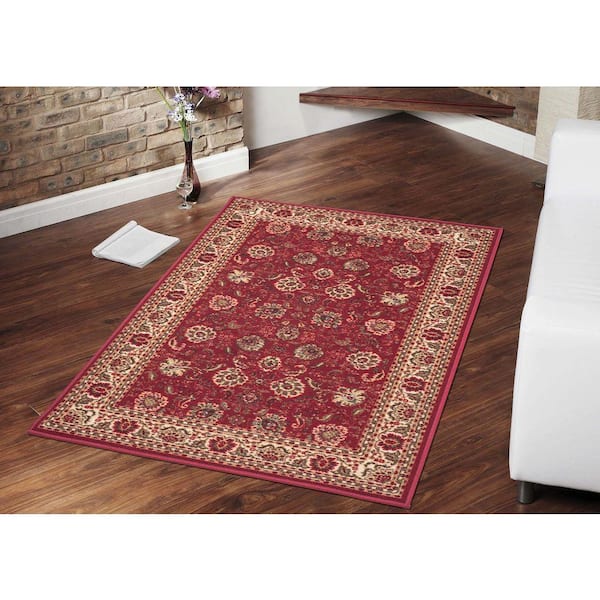 Floor Mat, Small Rug, Thick Carpet, Rectangle Rug, Red And Yellow