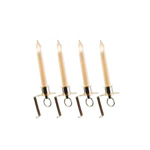 12 in. Electric Christmas Window Candles with Brass Holder and Sensor (Set of 4)