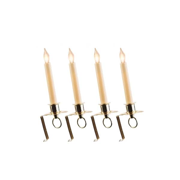 Unbranded 12 in. Electric Christmas Window Candles with Brass Holder and Sensor (Set of 4)