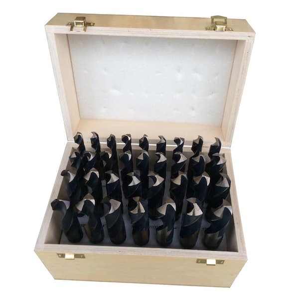 Drill America Heavy-Duty High Speed Steel Reduced Shank Drill Bit Set in Wood Case (33-Pieces)