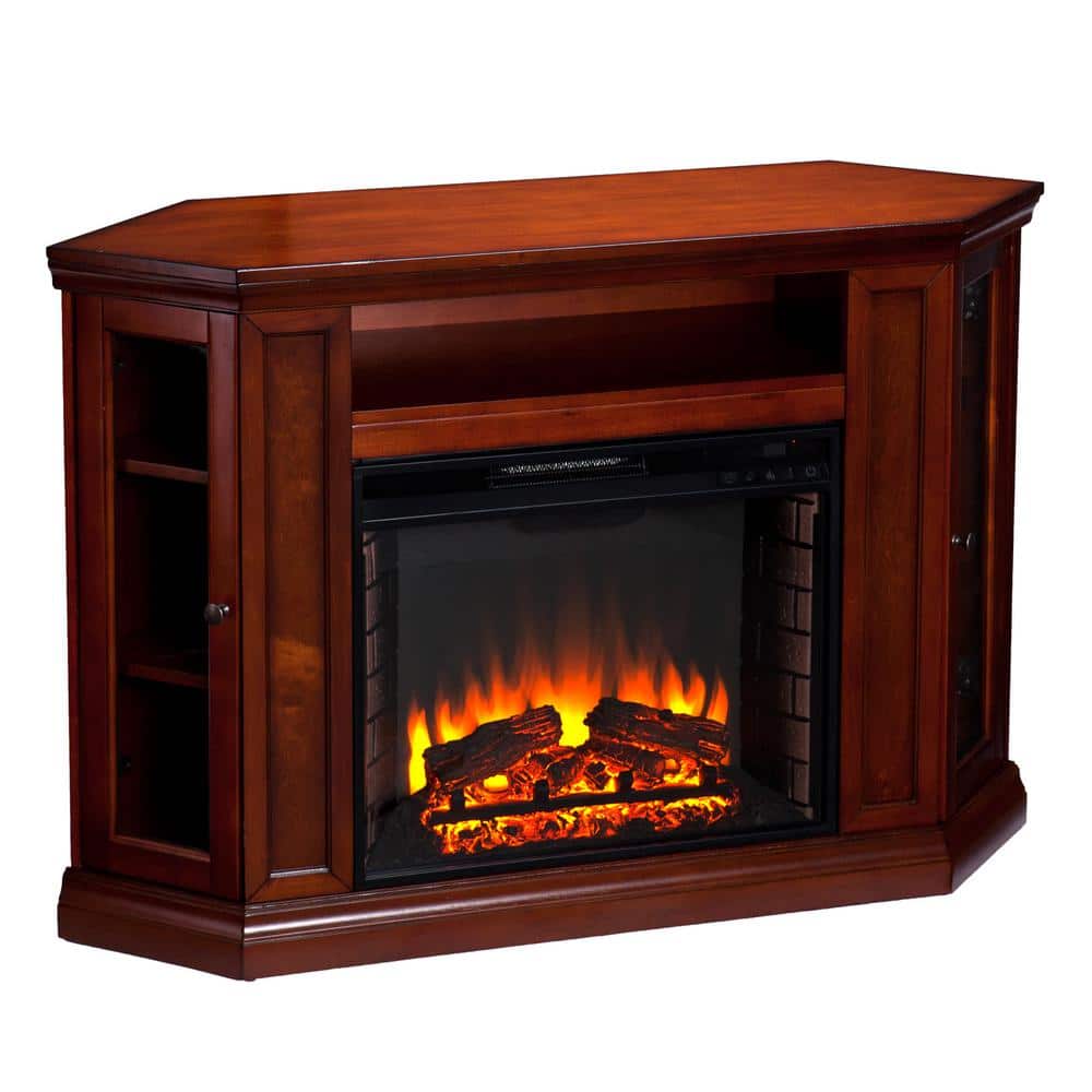 Southern Enterprises Hudson 48 in. W Convertible Media Electric Fireplace in Brown Mahogany -  HD90503
