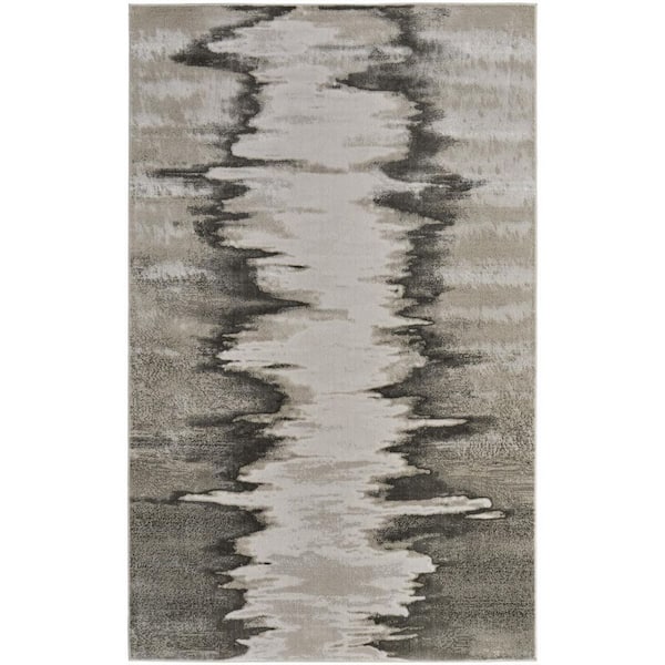 HomeRoots 8 X 10 Gray, Ivory, Taupe Abstract Area Rug