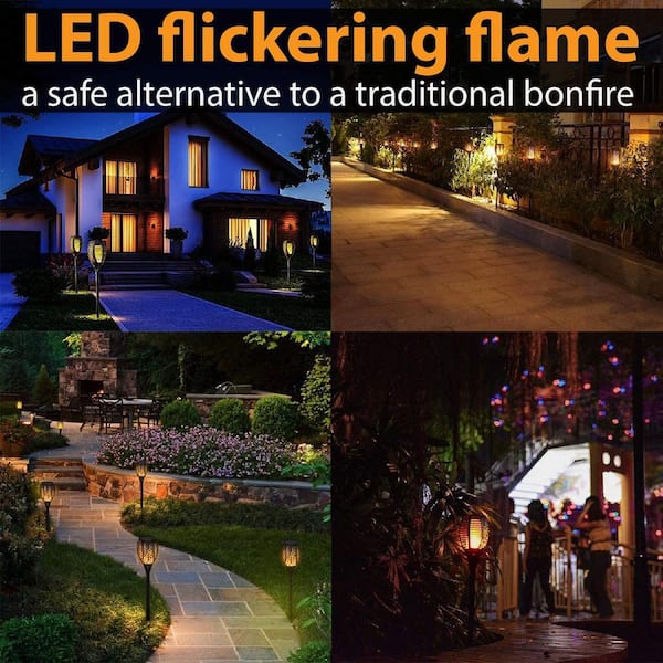 6X 96 LEDs Solar Power Path Torch Lights Dancing Flame Lighting Flickering Lamp 