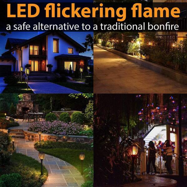 Waterproof Solar Garden Flame Light Flickering LED Torch Lamp Outdoor US 2020 