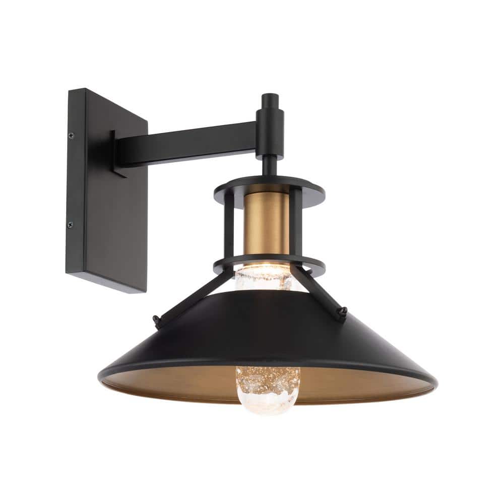 Sleepless 15 in. Black with Aged Brass Integrated LED Outdoor Wall Sconce, 3000K price history on PriceWatchPro