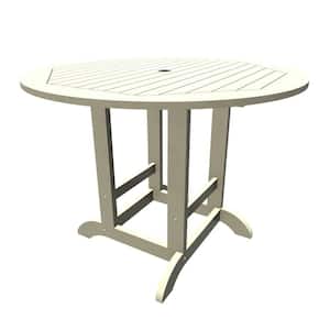 Sequoia Professional Whitewash Round Plastic Counter Height Outdoor Dining Table