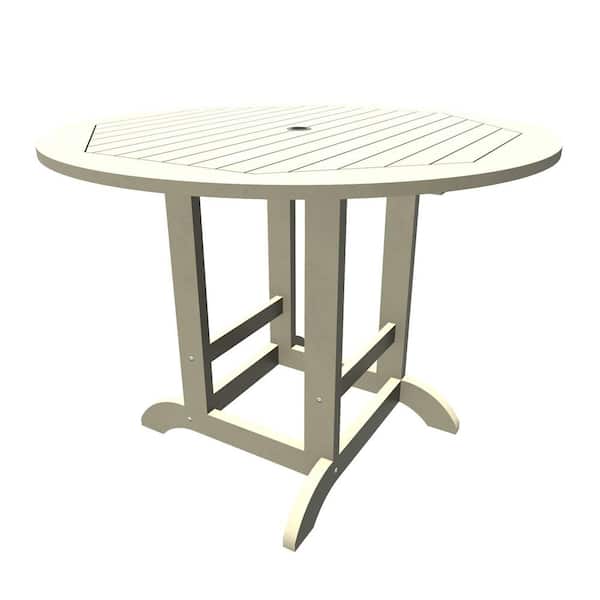 Highwood Sequoia Professional Whitewash Round Plastic Counter Height Outdoor Dining Table