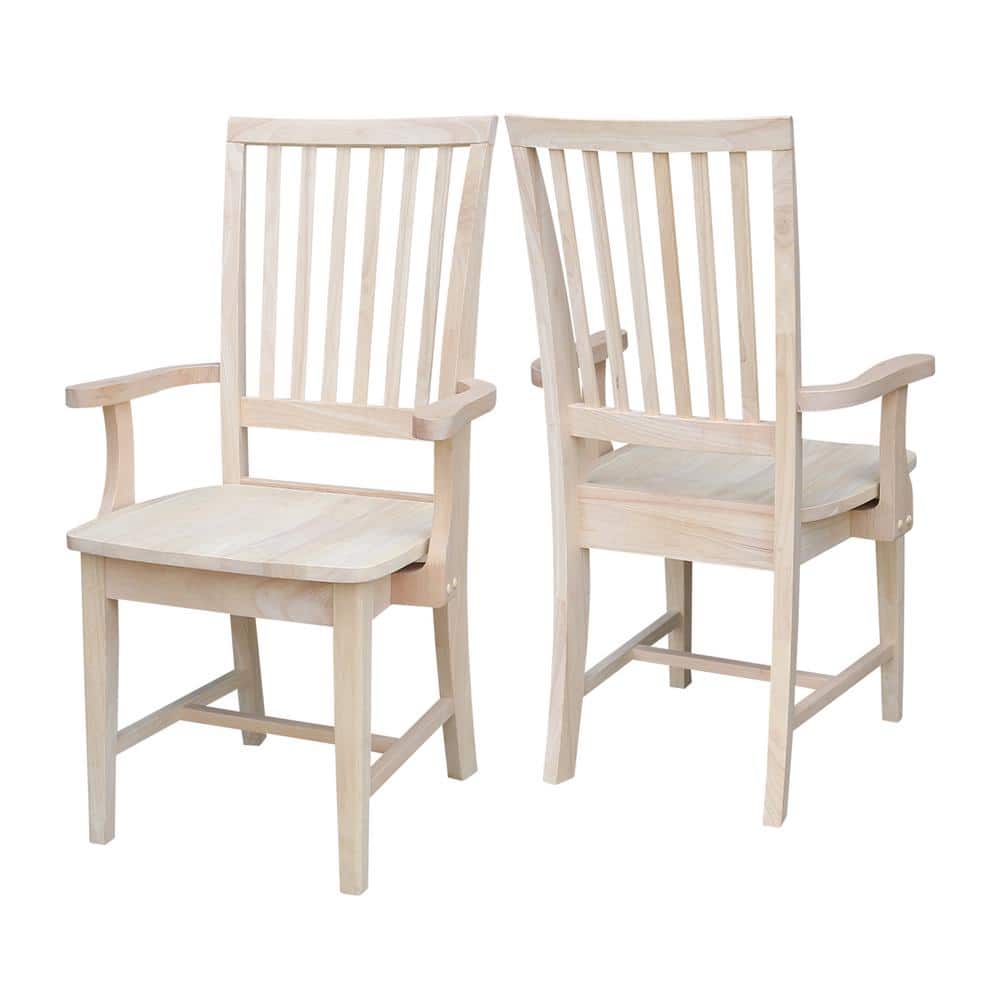 Traditional High-Back Unfinished Parawood Mission Arm Chair