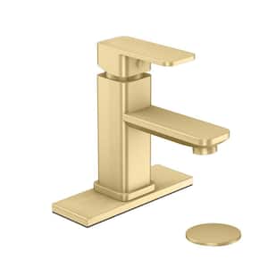 Single-Handle Single Hole Bathroom Faucet in Matte Gold