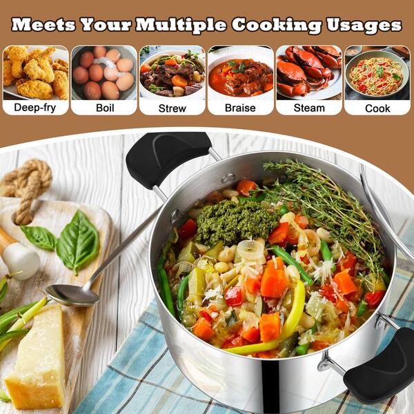 Wudkey 8 qt. Cooking Stock Pot with Lid, Stainless Steel Large Pot