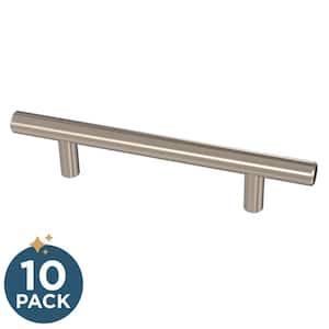 10-Pack Solid Bar 4 in. (102 mm) Modern Cabinet Drawer Pulls in Stainless Steel