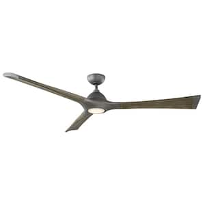 Woody 72 in. LED Indoor/Outdoor Graphite Weathered Gray 3-Blade Smart Ceiling Fan with Light Kit and Wall Control