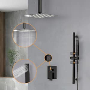 2-Spray Celling Mount Dual Shower System with 16 in. Square 1.8 GPM Shower Faucet in Oil Rubber Bronze Valve Include)