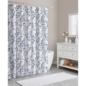 Camden Mist Blue Polyester Canvas Shower Curtain