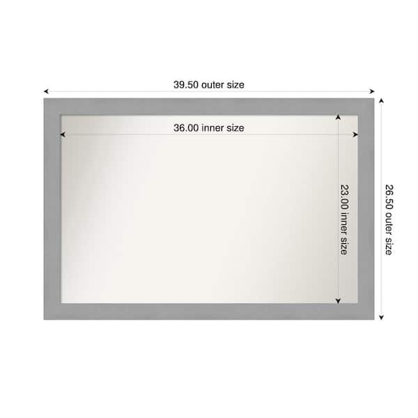 Amanti Art Brushed Nickel 39.5 in. x 26.5 in. Custom Non-Beveled Recycled Polystyrene Framed Bathroom Vanity Wall Mirror