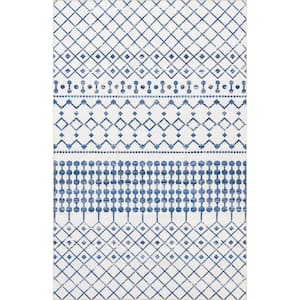 Moroccan Blythe Machine Washable Blue 8 ft. x 10 ft. Area Rug