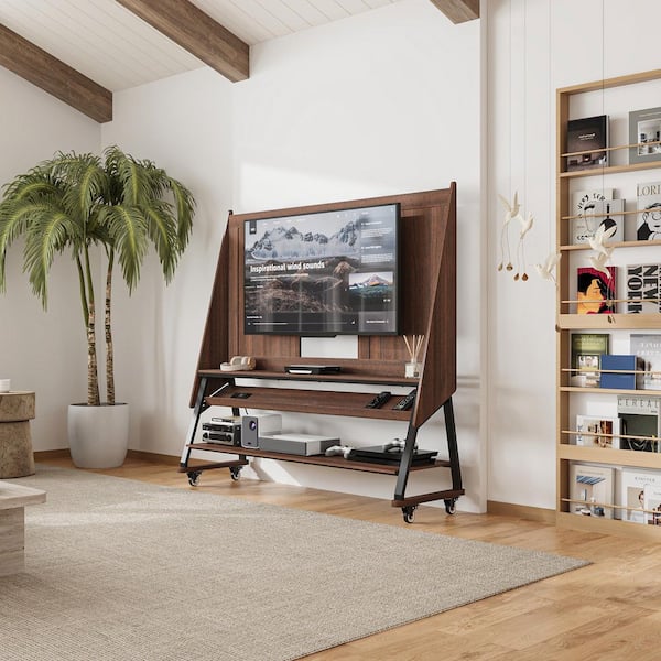 FUFU&GAGA Espresso Wood Grain TV Stand Fits TVs up to 65 in. with