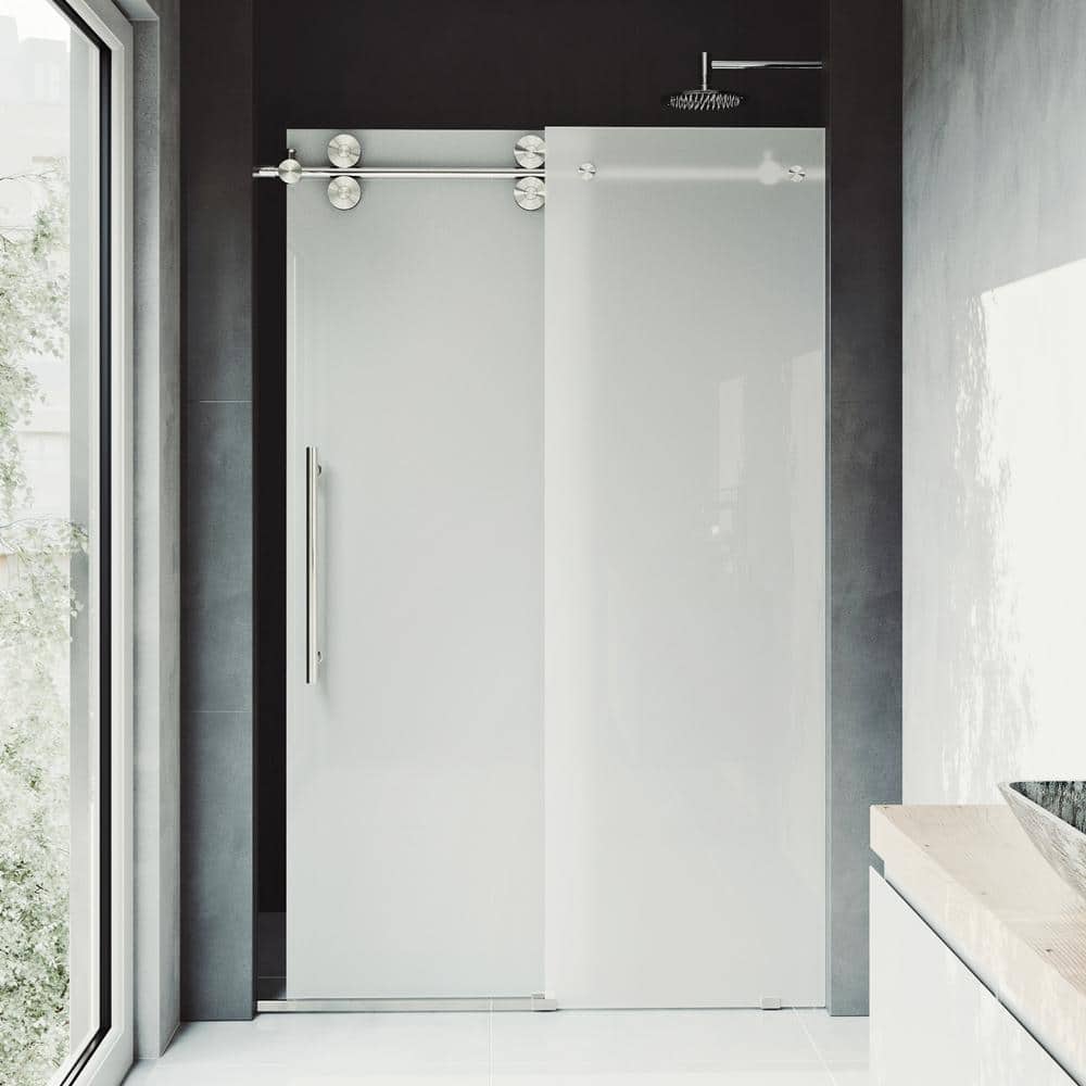 Elan 60-Inch Frameless Frosted Glass Sliding Shower Door