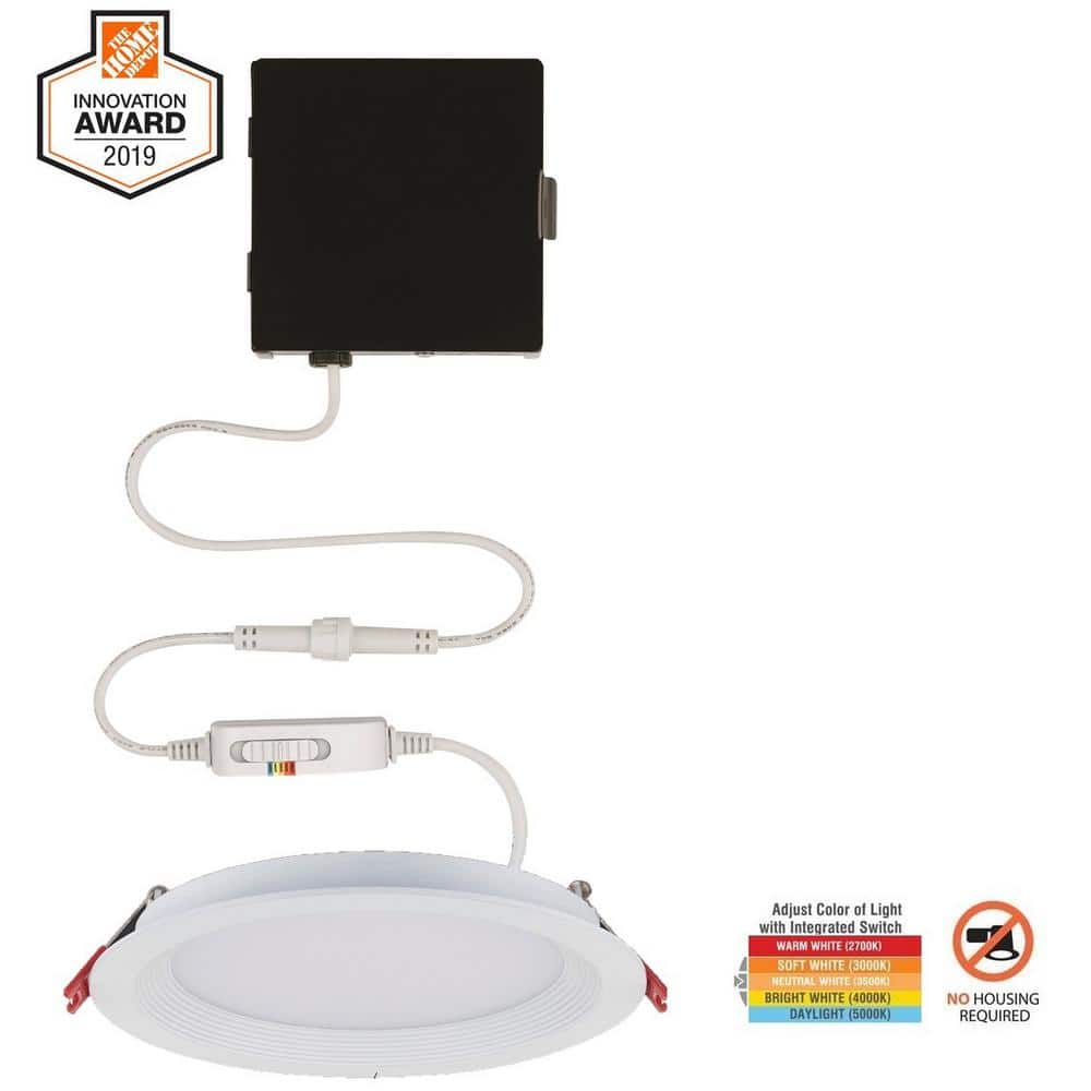 Slim Baffle Integrated LED 4 in Round Adj Color Temp Canless Recessed Light