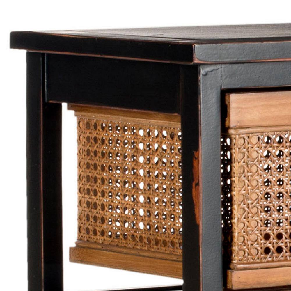 Colonial Charm Black Pine 4-Drawer Unit with Amber Cane Baskets