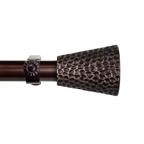 EMOH 66 in. - 120 in. Adjustable Single Curtain Rod 1 in. Dia in Bronze with Henley Finials