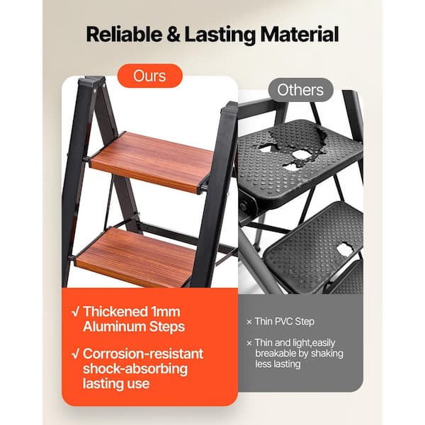 SKYSHALO 2 Step Ladder, Folding Step Stool with Wide Anti-Slip