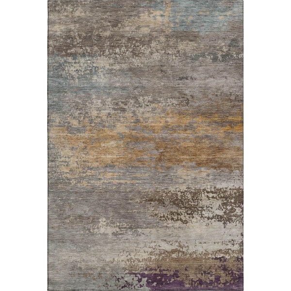 Mayfield Premium Machine Washable Abstract AMF2071 Brown 9 ft. x 12 ft. Area Rug