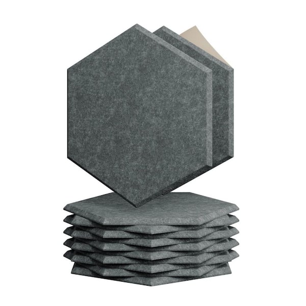 Hexagon Moonlight Grey Acoustic Panels Sound Proof Foam, High Density Sound Absorbing Wall Panels for Home (12-Pack)