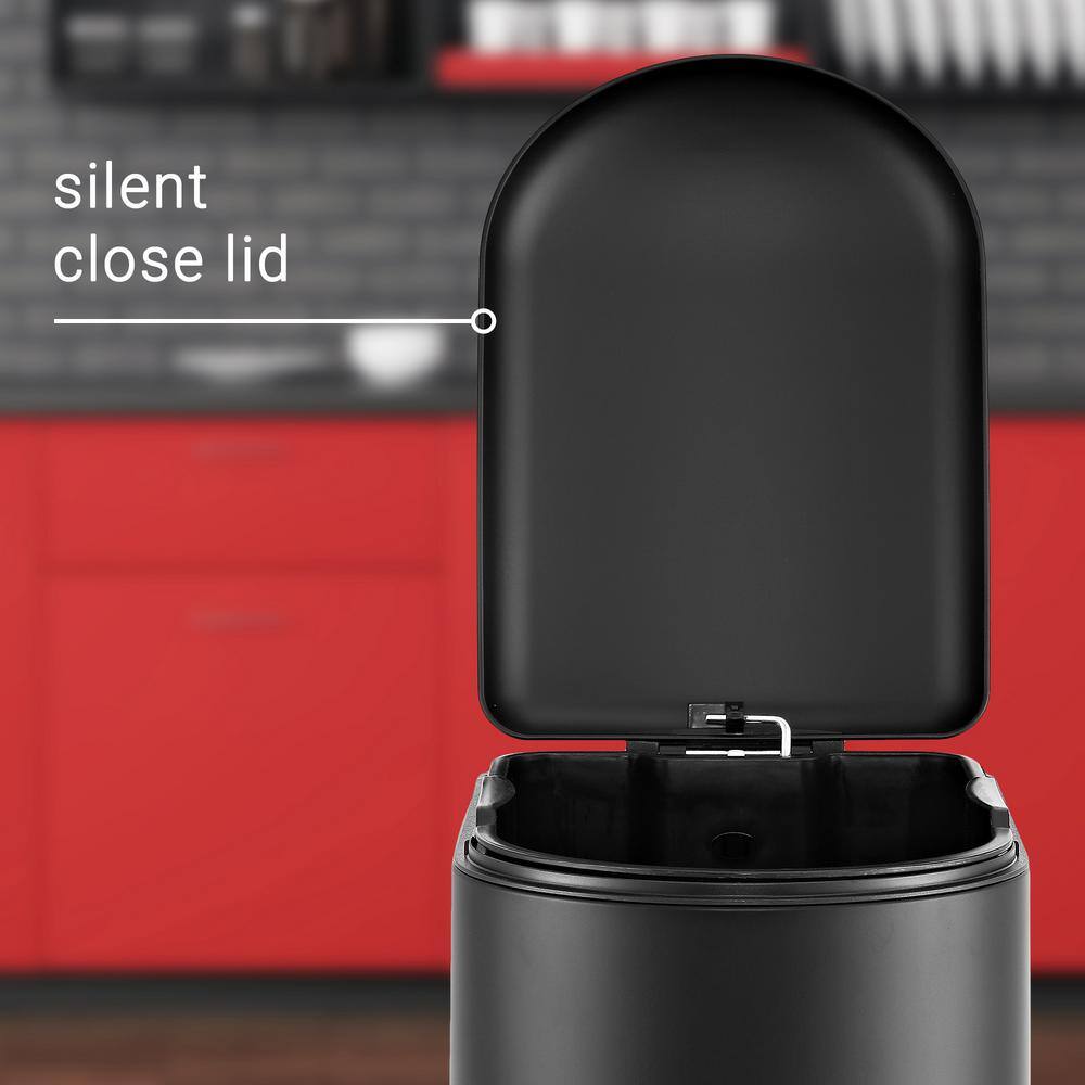 Black Stainless Steel Fingerprint Resistant Step-Open Trash Can